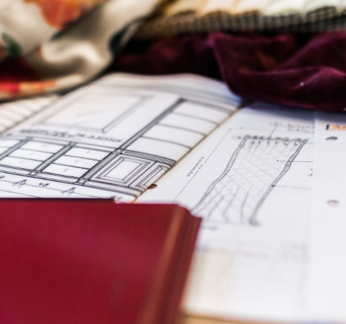 Detailaufnahmen von einem Handgezeichneten Architekturplan